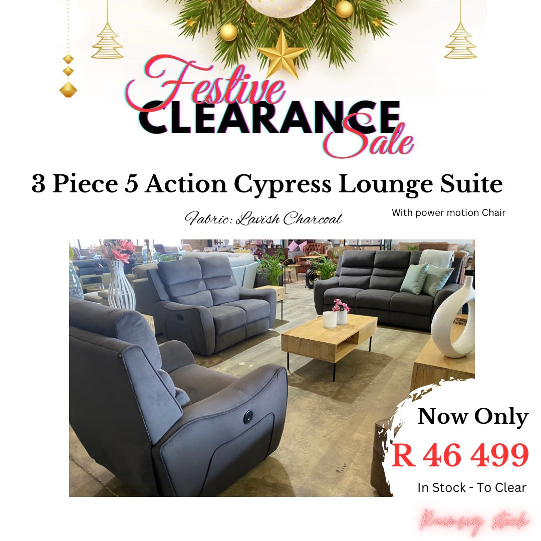 Festive Sale: 3 Piece 5 Action Cypress Lounge Suite - Fabric