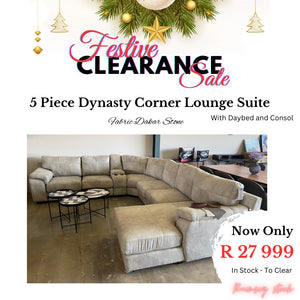 Festive Sale: 5 Piece Dynasty Corner Lounge Suite - Fabric