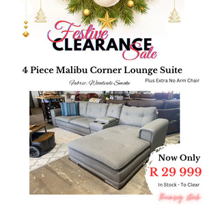 Festive Sale: 4 Piece Malibu Corner Lounge Suite - Fabric