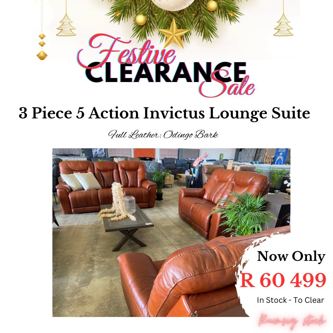 Festive Sale: 3 Piece 5 Acton Invictus Lounge Suite - Full Leather