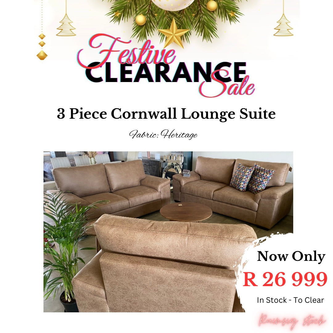Festive Sale: 3 Piece Cornwall Lounge Suite - Fabric