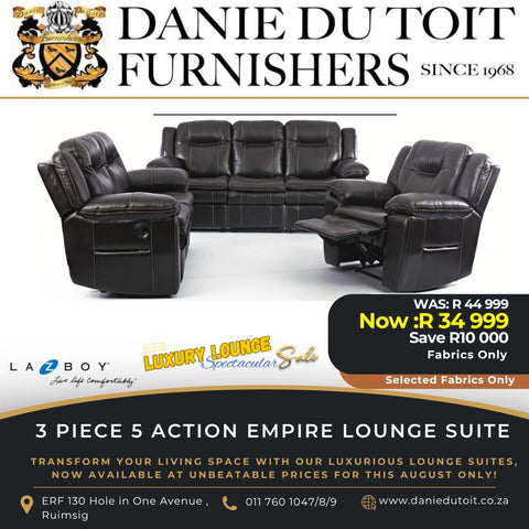 3 Piece 5 Action Empire Lounge Suite