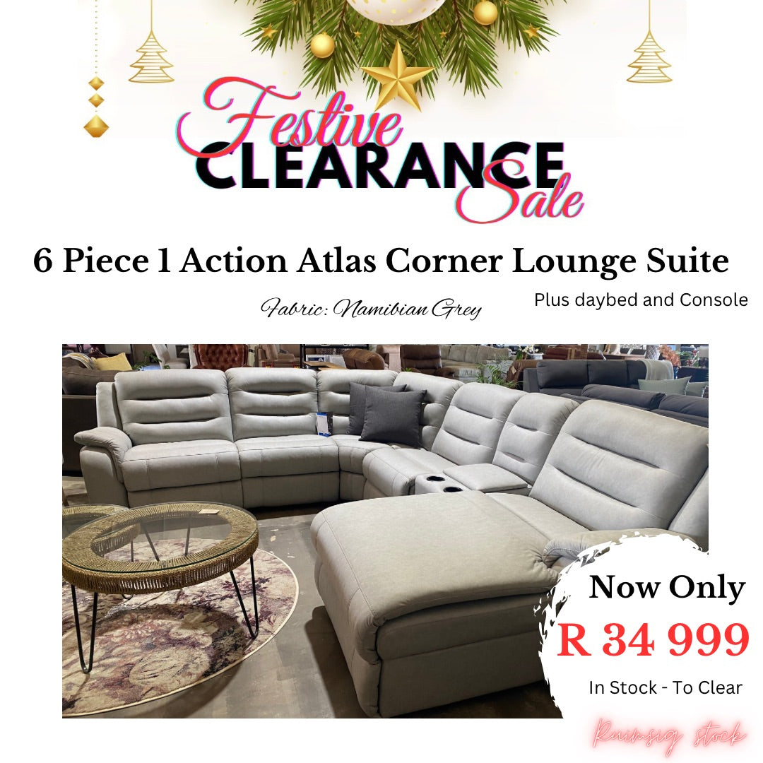 Festive Sale: 6 Piece 1 Acton Atlas Corner Lounge Suite - Fabric