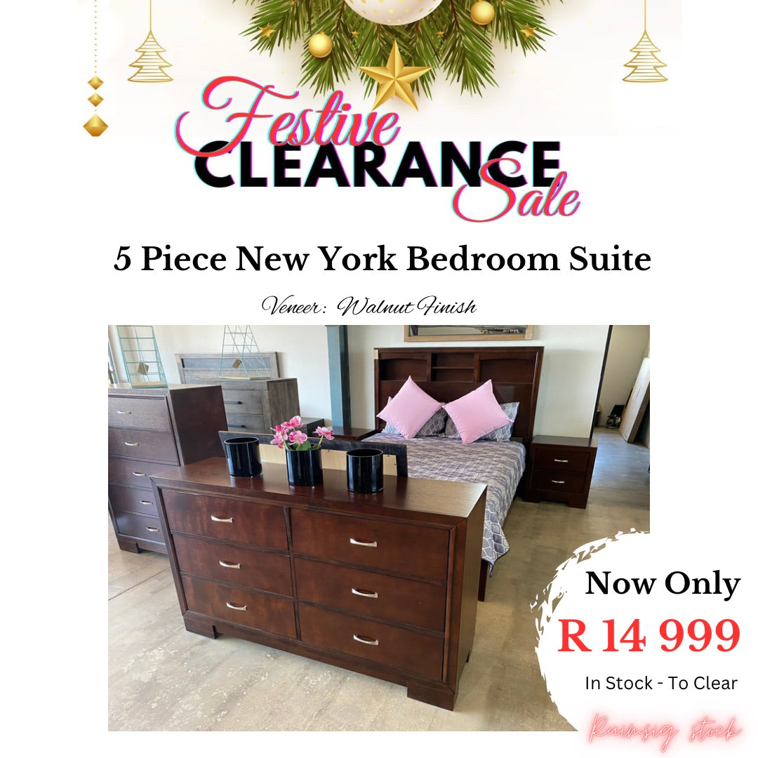 Festive Sale: 5 Piece New York Bedroom Suite