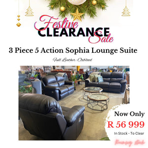 Festive Sale: 3 Piece 5 Action Sophia Lounge Suite - Full Leather