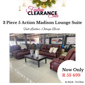 Festive Sale: 3 Piece 5 Action Madison Lounge Suite - Full Leather