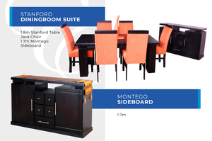 8pc Stanford Dining Room Suite / Montego Sideboard