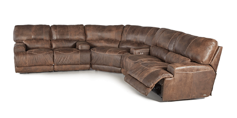 5 Piece 2 Action Madrid Corner Lounge Suite - FULL LEATHER - ALL ELECTRIC RECLINERS
