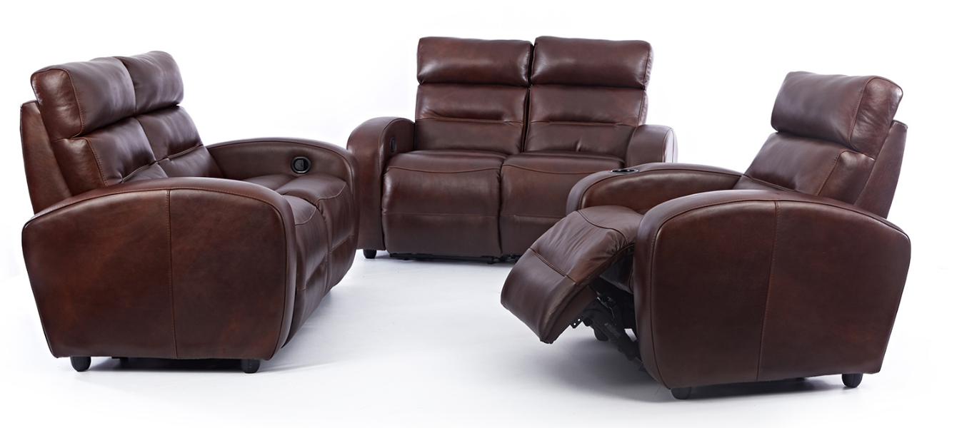 3 Piece 5 Action Baxter Lounge Suite - Full Leather ONLY