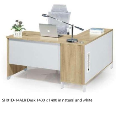 Rose L-shape Desk 2 tone with Credenza & Lock